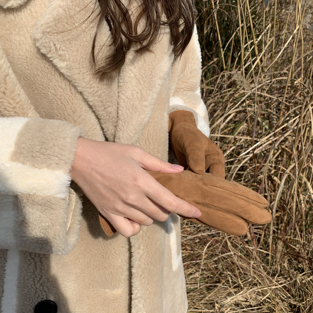 (백화점 납품) 천연 스웨이드 기모 여성 겨울장갑 털 가죽 장갑 스마트폰 터치 손가락 장갑 상세 이미지 6