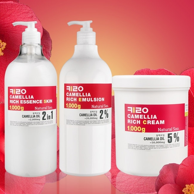 내추럴수 키로 카멜리아 리치 스킨케어 대용량 에센스스킨 에멀젼 크림 기초 3종세트 3kg - 상품 이미지