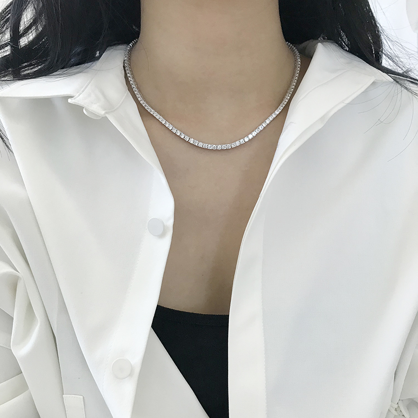 주문제작 50cm 라운드 큐빅 롱 테니스목걸이 네크리스 - 상세 이미지 3