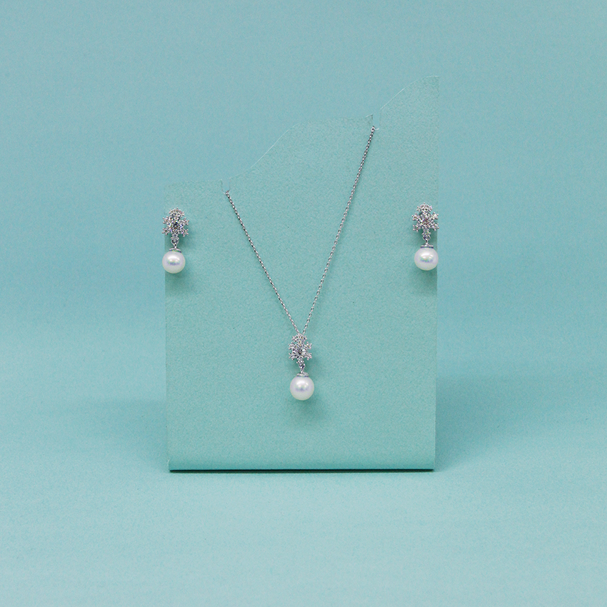 실버925 자체제작 눈꽃 천연 담수진주 큐빅귀걸이 Earrings