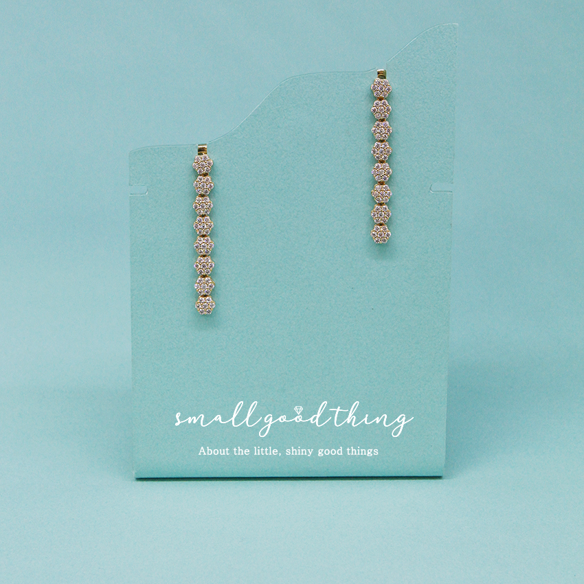 플라워 파베 큐빅 골드 플레이팅 드롭 귀걸이 Earrings - 상세 이미지 3