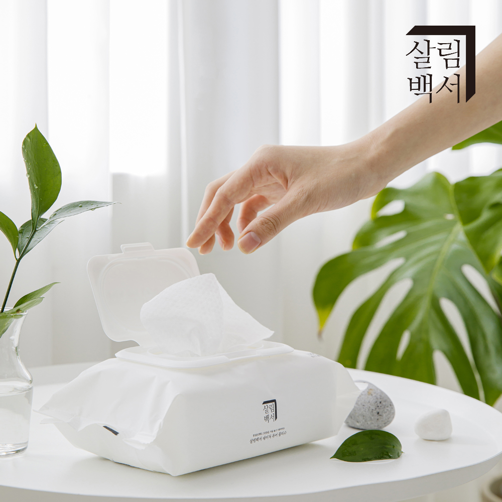 살림백서 네이처 퓨어 아기 신생아 대용량 물티슈 엠보싱 도톰한 100매, 10개