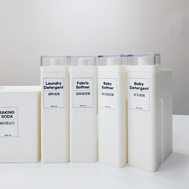 스케치룸 사각 세탁 세제 소분 용기 1000ml 방수라벨 리필 보관 통 가루 틈새수납 실리콘패킹 - 상세 이미지 2