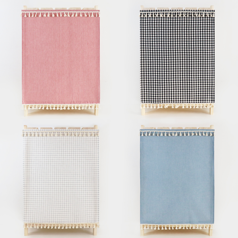 찍찍이 벨크로 선반 책장 가리개 붙이는커튼 가림막 그리드체크 60x80