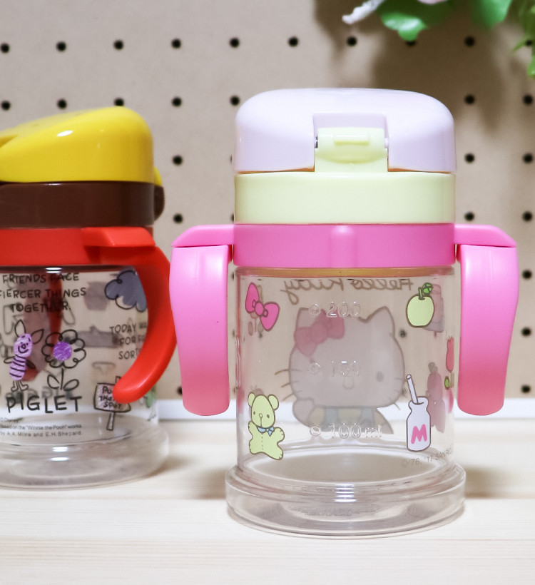 스케이터 접이식 핸들 원터치 스파우트컵 260ml (키티, 곰돌이푸) - 하카타몰