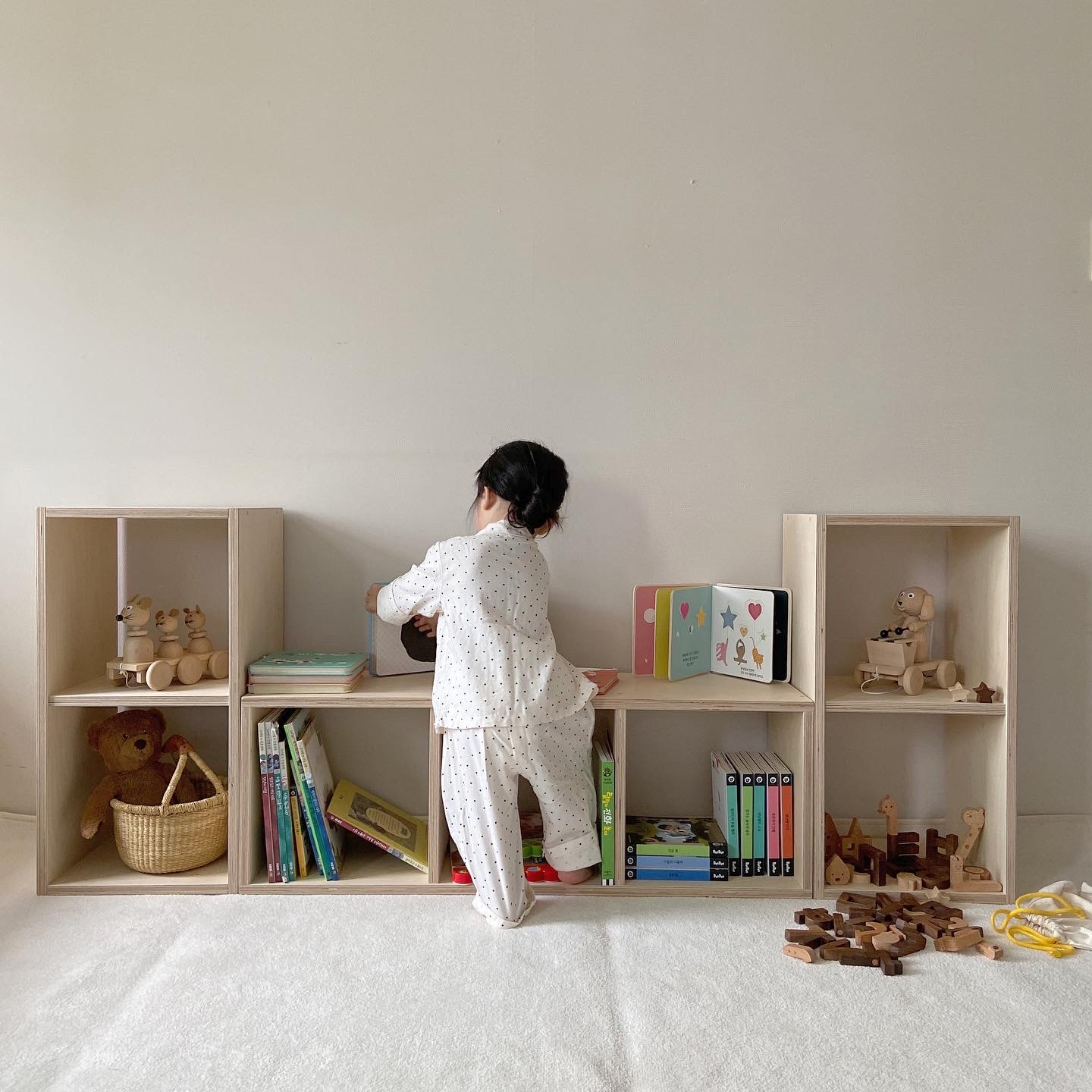 라떼파파 유아 아기 네모 책꽂이 수제 가구