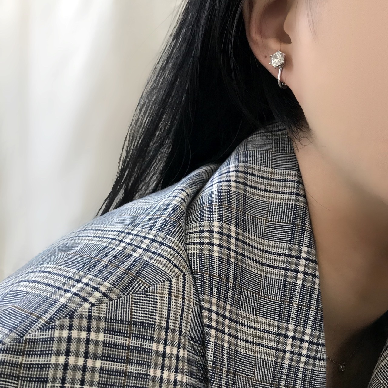 클립형 솔리테어 6프롱 큐빅 지르코니아 귀걸이 이어링 - 상세 이미지 2