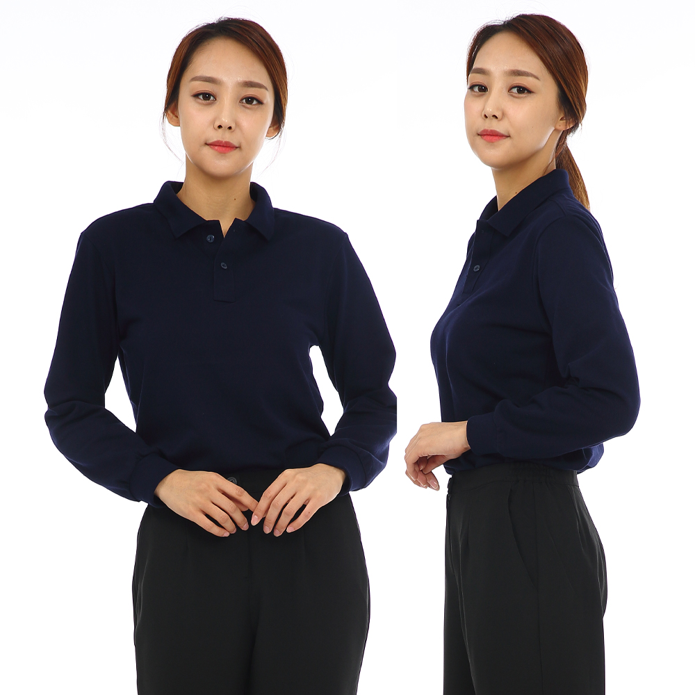 20수pk곤색 긴팔티셔츠(추동용) 업소 식당카페 로고제작 단체 프랜차이즈 홀서빙복 - 상세 이미지 3