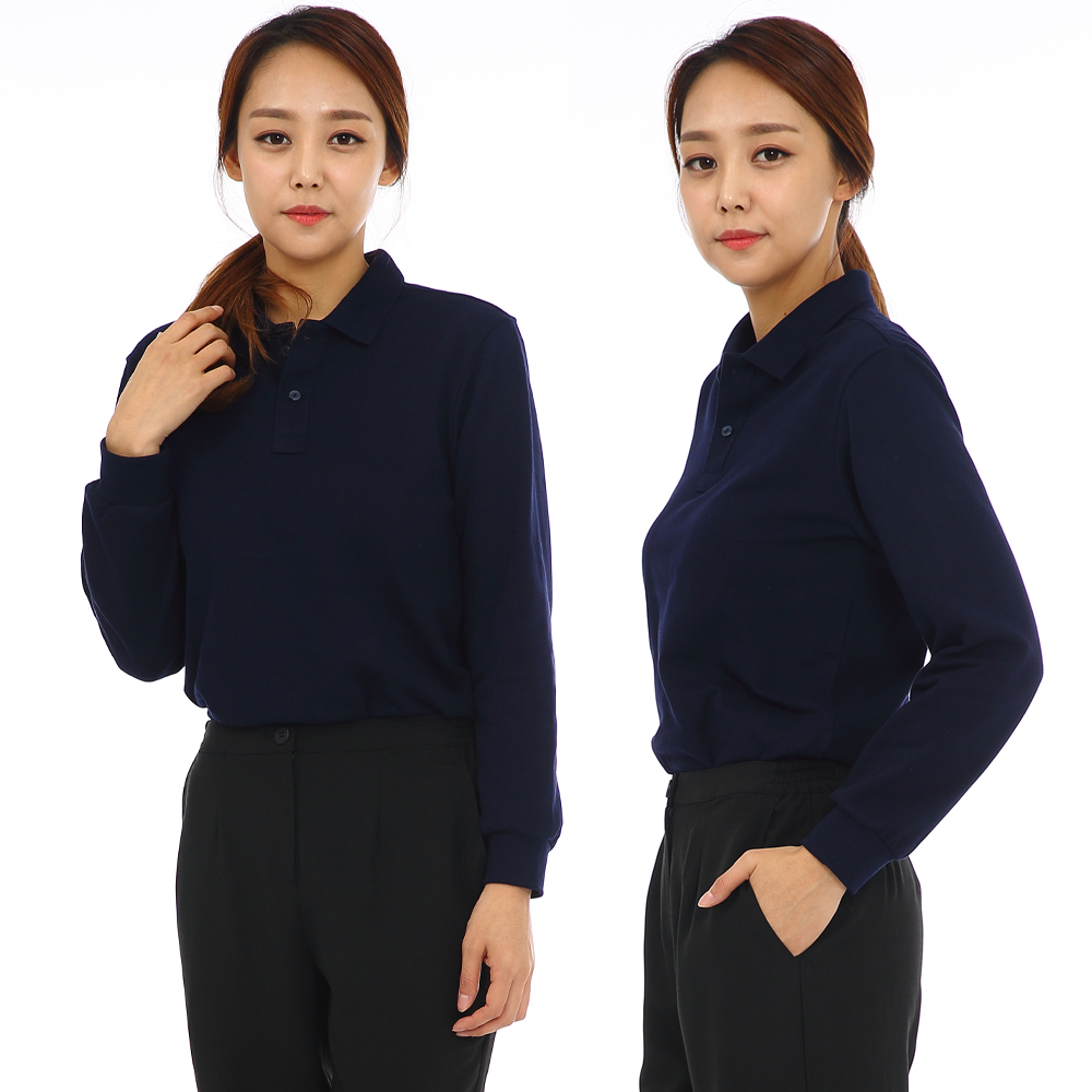 20수pk곤색 긴팔티셔츠(추동용) 업소 식당카페 로고제작 단체 프랜차이즈 홀서빙복 - 상세 이미지 4