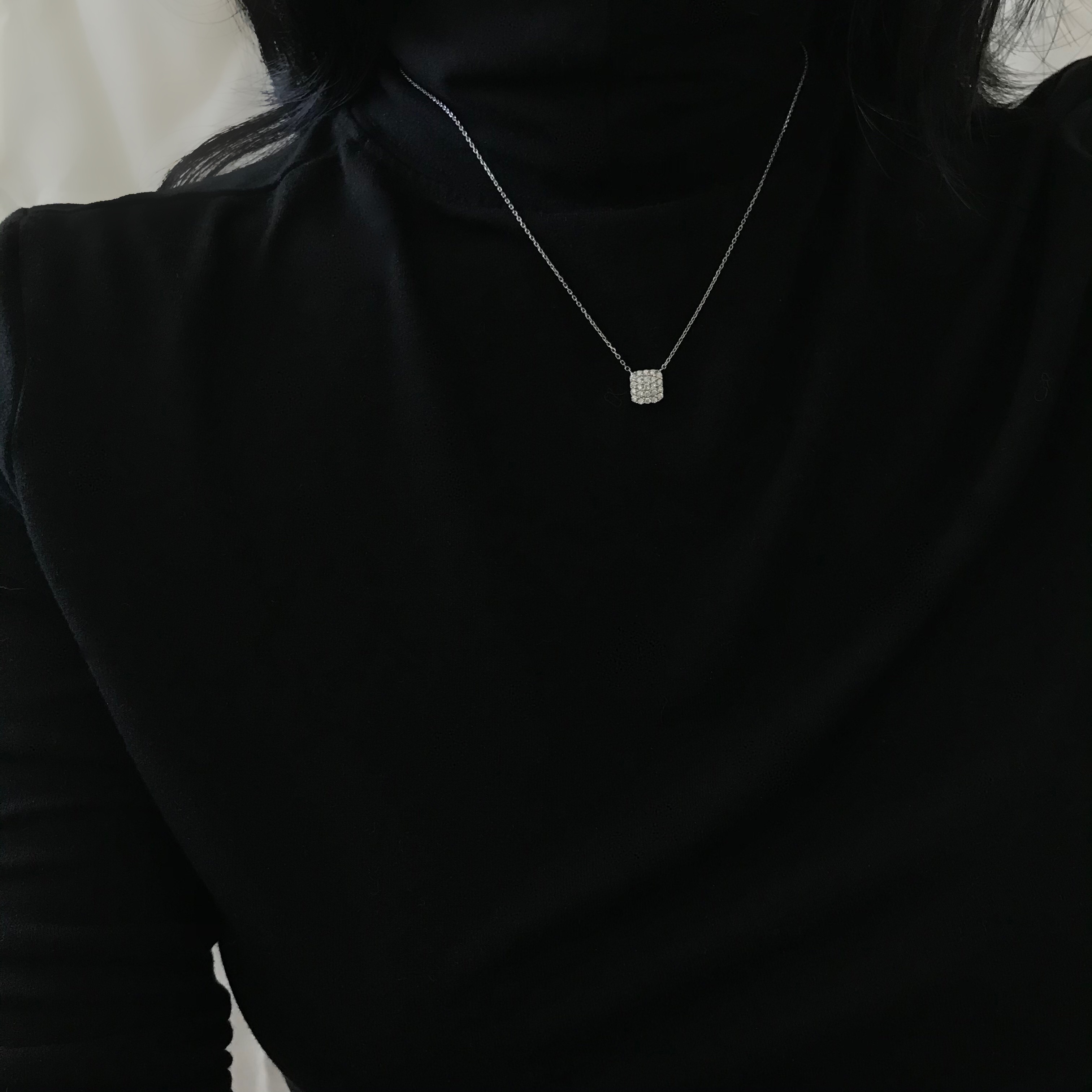 실버925 자체제작 스퀘어 큐빅 목걸이 - 상세 이미지 2