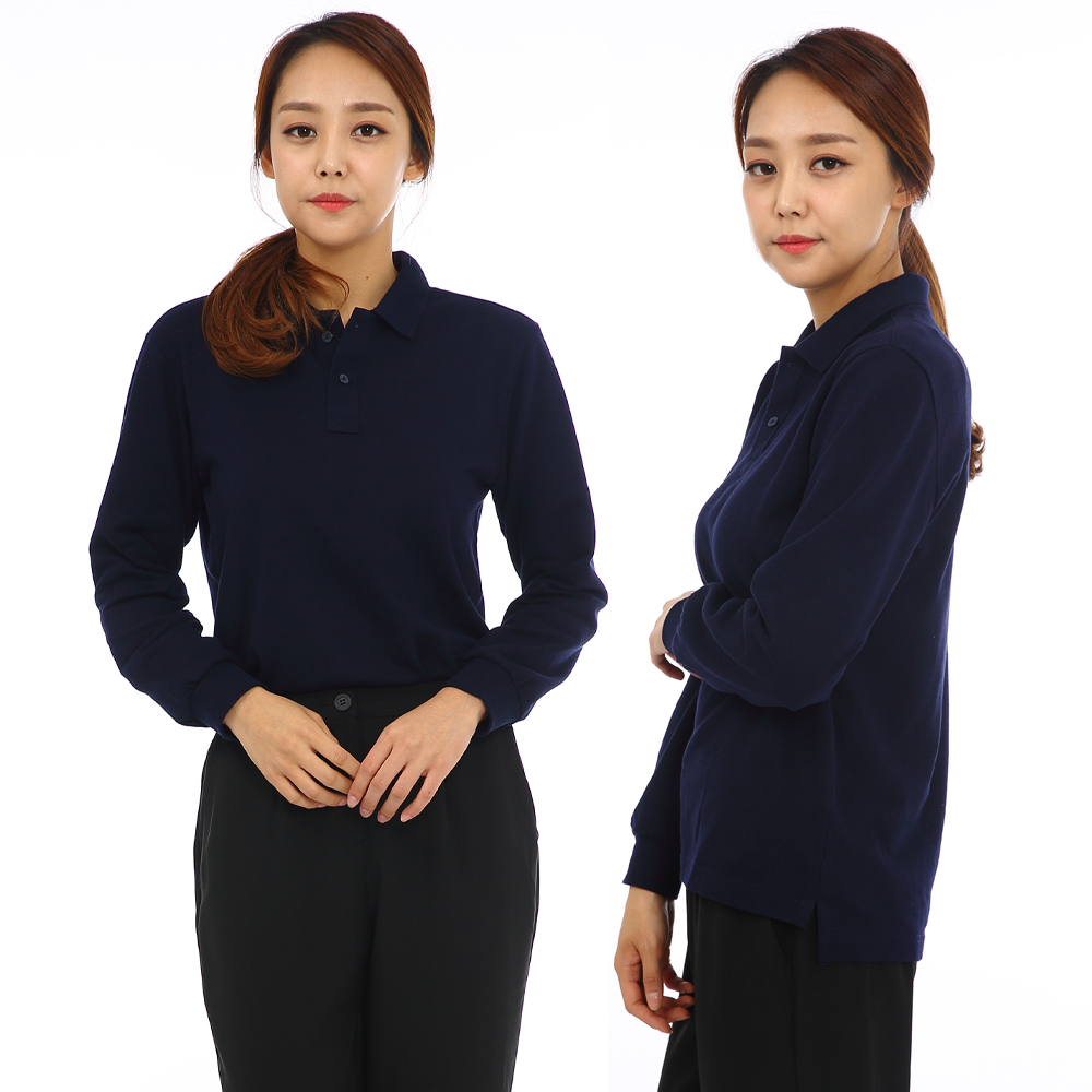 20수pk곤색 긴팔티셔츠(추동용) 업소 식당카페 로고제작 단체 프랜차이즈 홀서빙복 - 상품 이미지