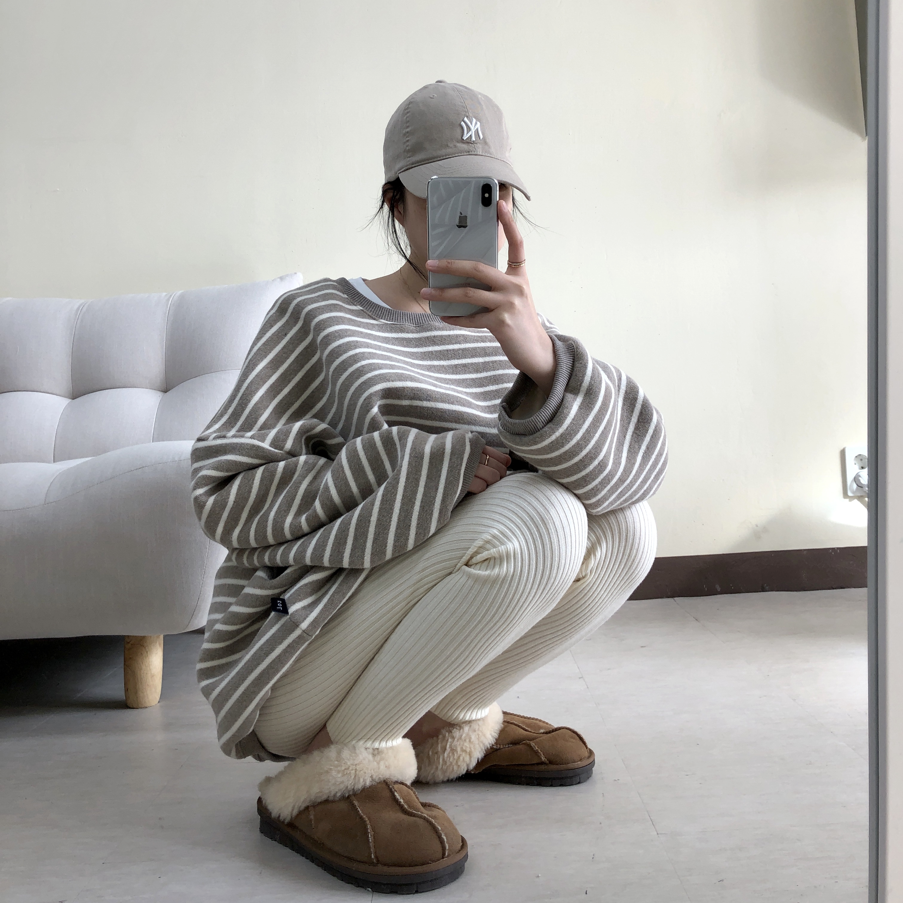 쫀쫀 골지레깅스 니트레깅스 데일리 겨울레깅스 코디 - 상세 이미지 3