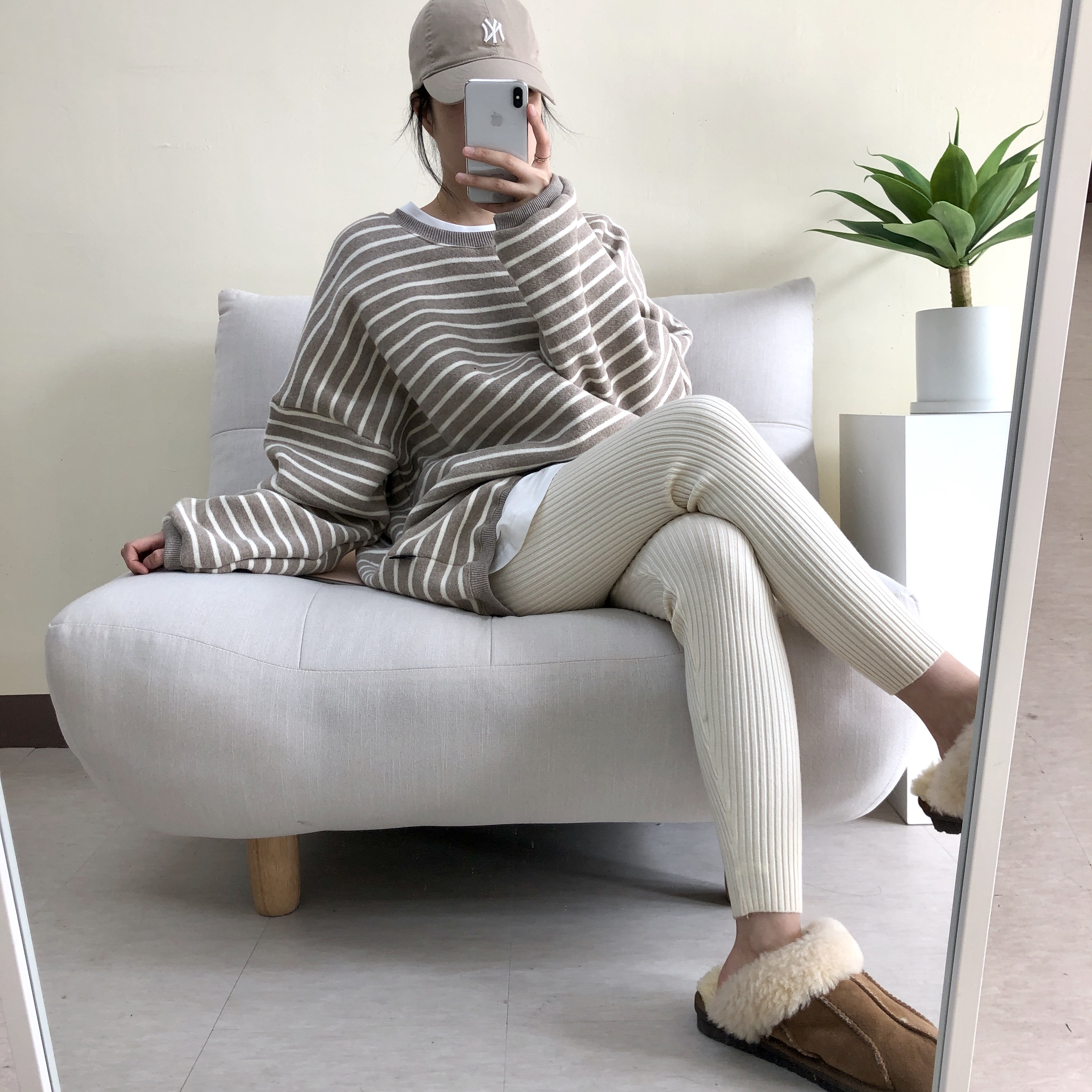 쫀쫀 골지레깅스 니트레깅스 데일리 겨울레깅스 코디 - 상세 이미지 4
