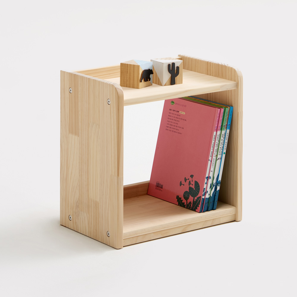 착한목수 소나무 DIY 원목 낮은 책장 책꽂이 아기 교구장 수납 2단600