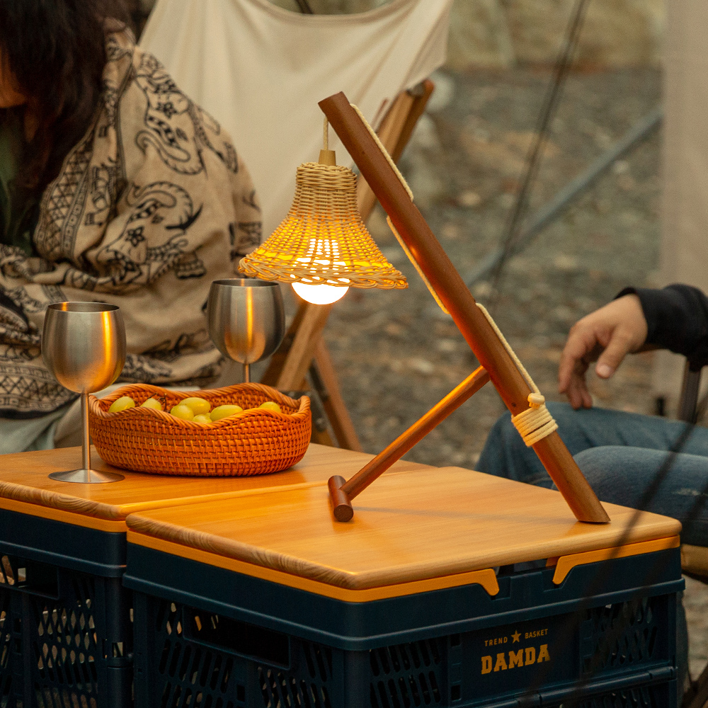 우드 랜턴거치대 캠핑 테이블 조명거치대 조명걸이 행어 스텐드 전등갓 라탄 원목 감성소품