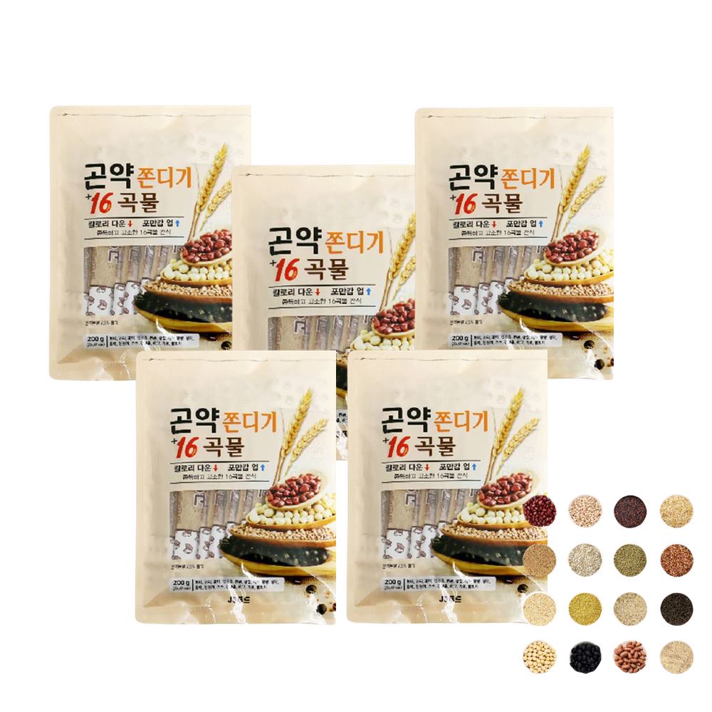 곤약쫀드기 다이어트야식 16곡물 곤약 쫀득이 5봉 곤쫀 저칼로리 음식 살안찌는 - 상품 이미지