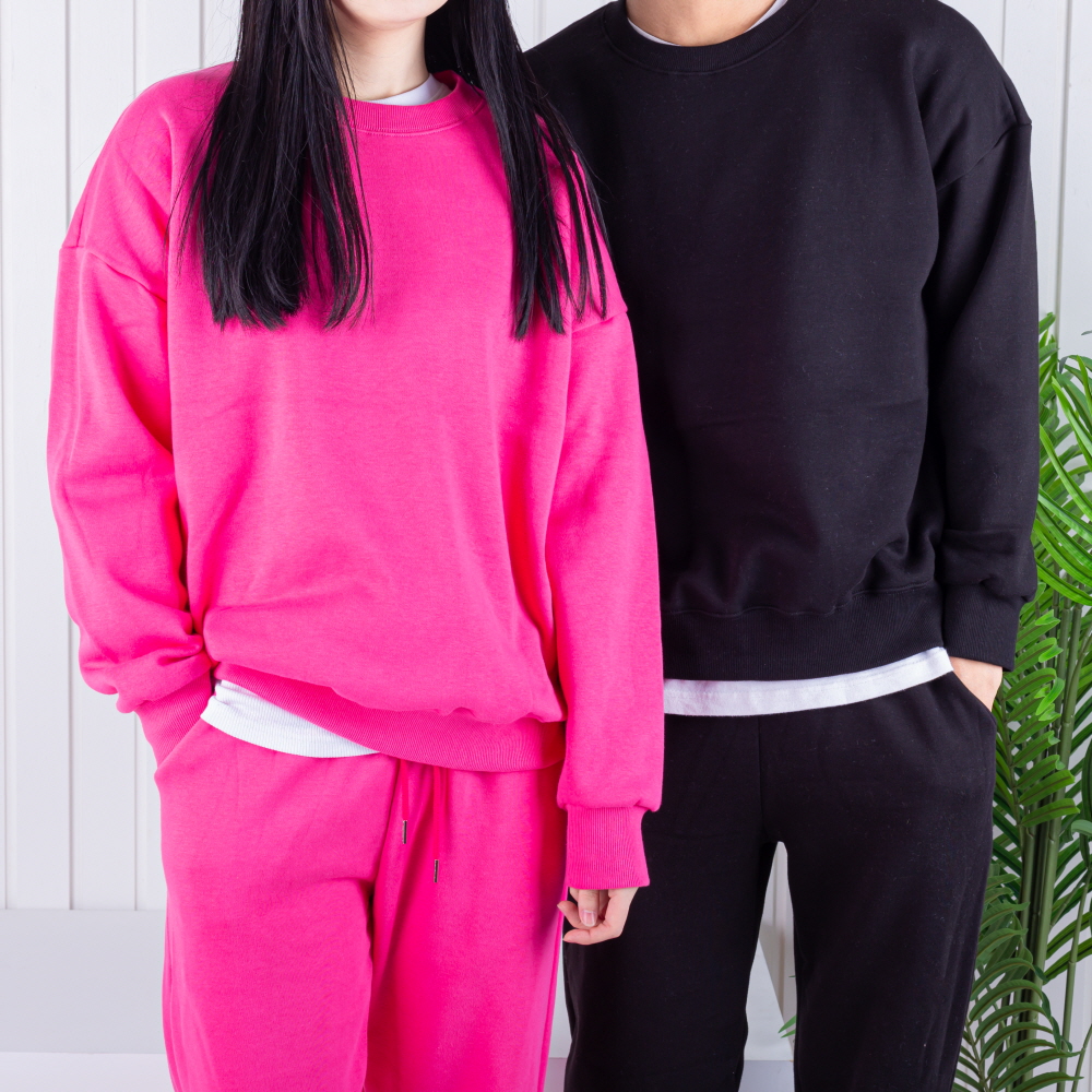 남녀공용 기모 무지 비비드 코발트블루 오버핏 특양면기모 맨투맨 13color - 상품 이미지