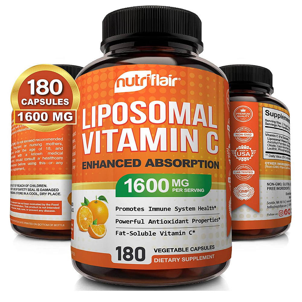 NutriFlair Liposomal Vitamin C 1600mg 뉴트리플레어 리포소말 비타민C 180캡슐 - 상품 이미지