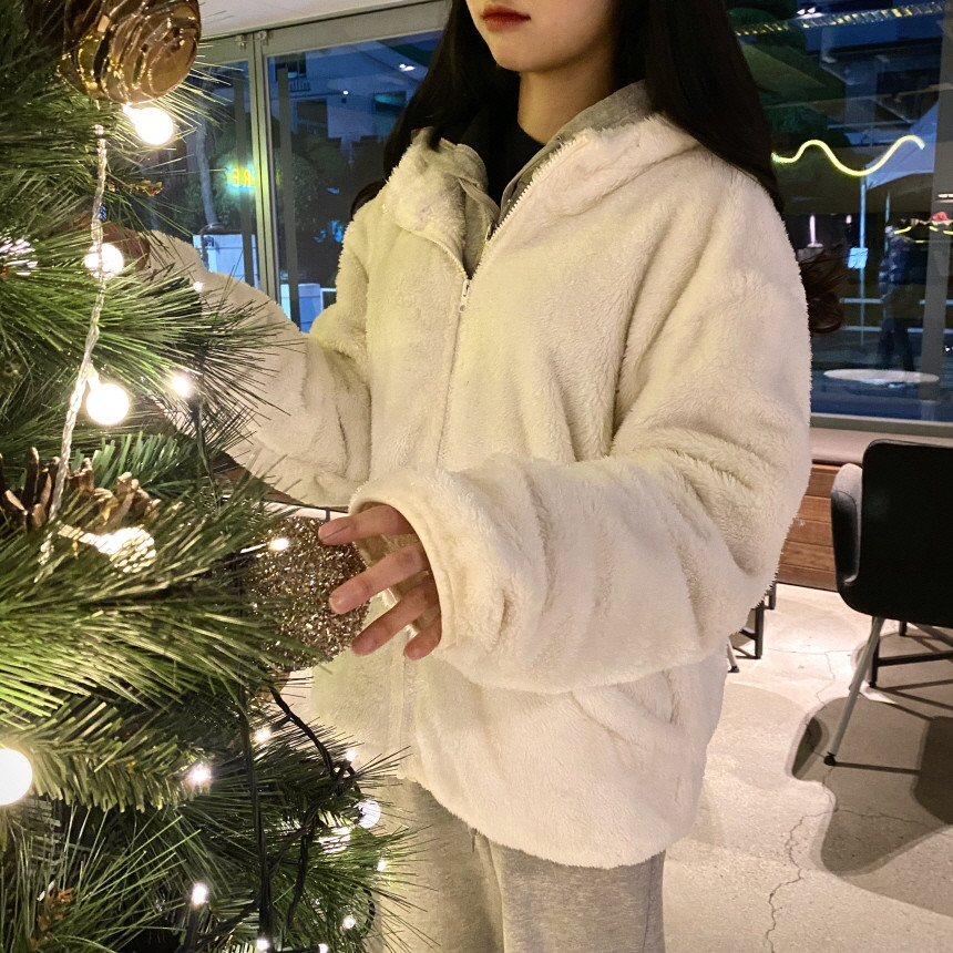 [겨울히트/주문폭주] 여친이좋아하는 양털 후리스 플리스 오버핏 보아털 밍크 털 자켓 후드 집업 상세 이미지 24