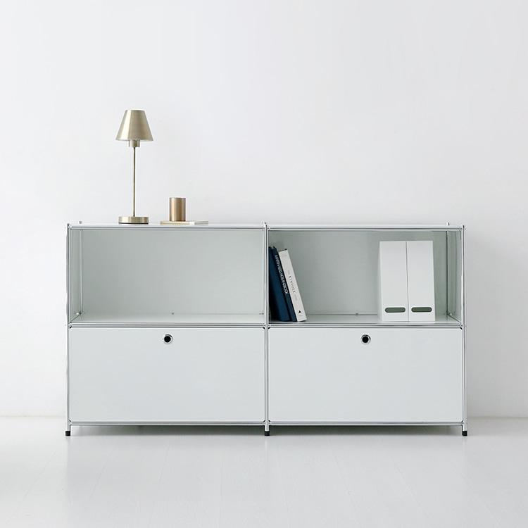 심플리 2x2 수납장 2문 BC017 1520mmx400mmx820mm, 2단, 화이트 6746.6933 이미지 6