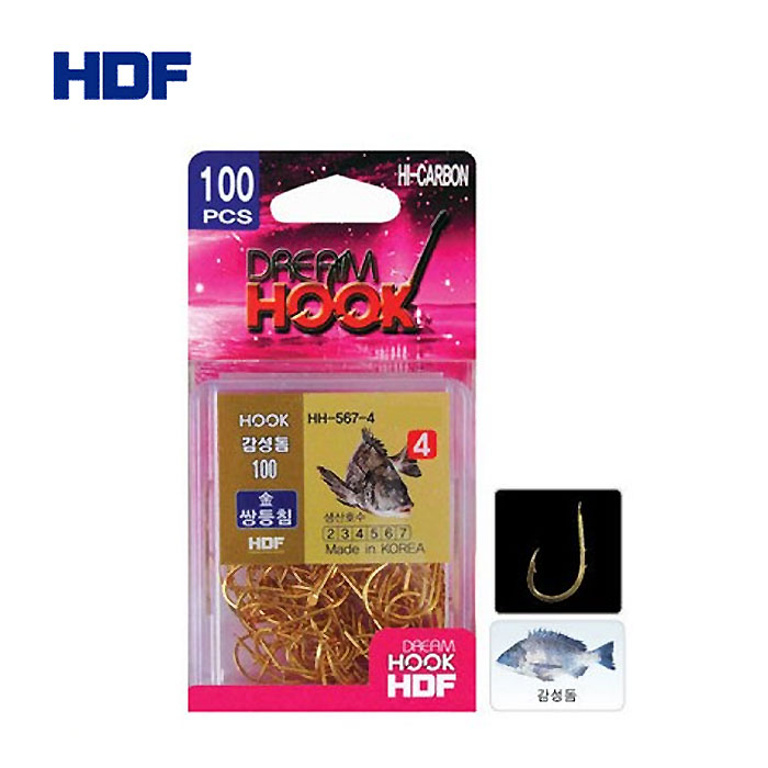 해동 드림훅 감성돔 바늘 쌍등침 금색 벌크 HDF567 바다 낚시 2 3 4 5 6 7호 - 메인 이미지