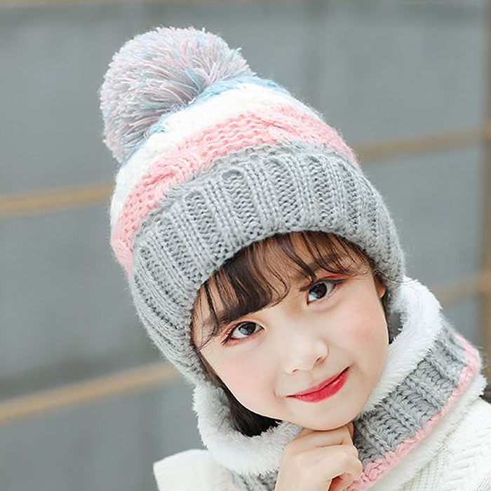 아동 유아 여아 키즈 어린이 초등 학생 겨울 방한 털 넥워머 목도리 비니 모자 - 상세 이미지 3