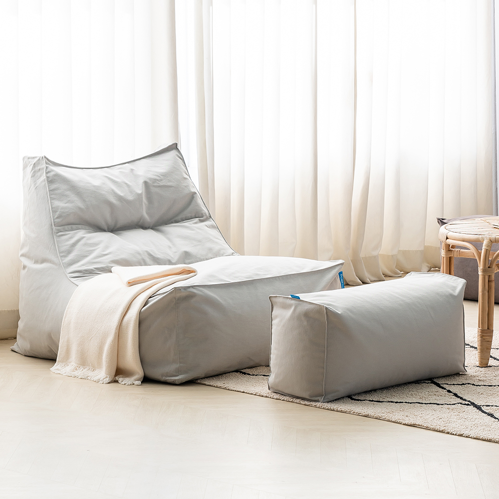 폴리몰리 빈백소파 1인용 대형 607C 코튼 좌식 쇼파, 소프트 그레이 (메시속커버, 선택안함)