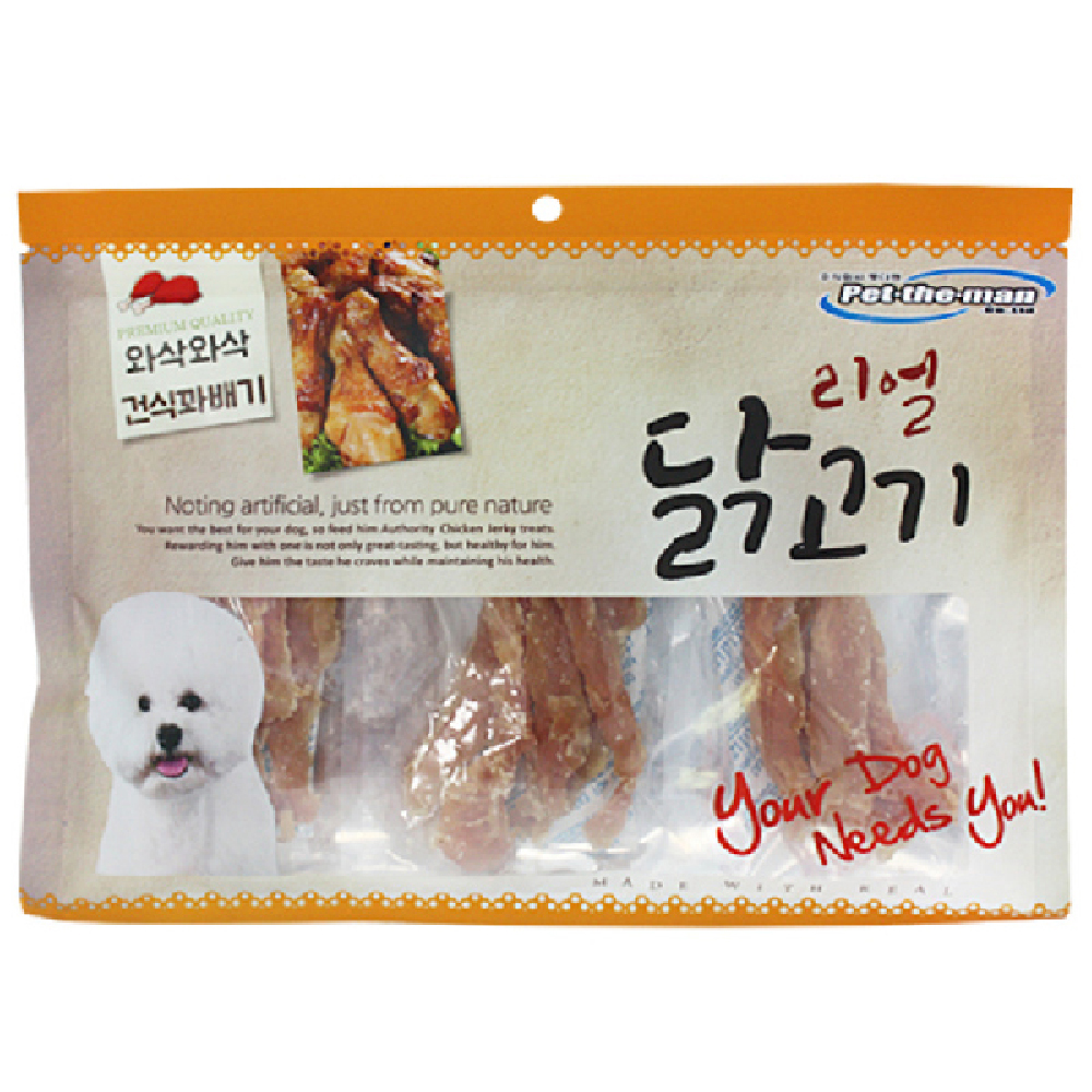 대용량 강아지 사사미 간식 헬로도기 리얼 훈제 닭고기 건식꽈배기, 300g, 1개 - 메인 이미지