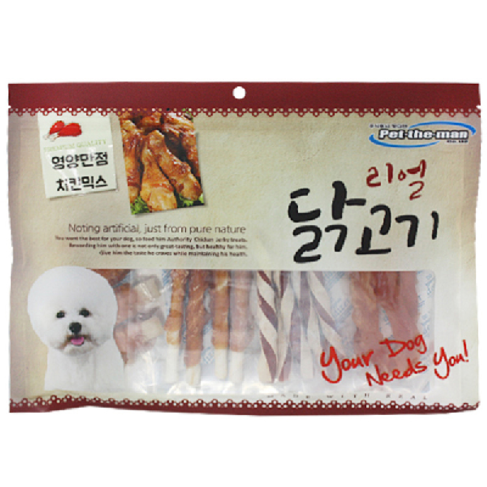 대용량 강아지 사사미 간식 헬로도기 리얼 훈제 닭고기 치킨믹스, 300g, 1개 - 메인 이미지