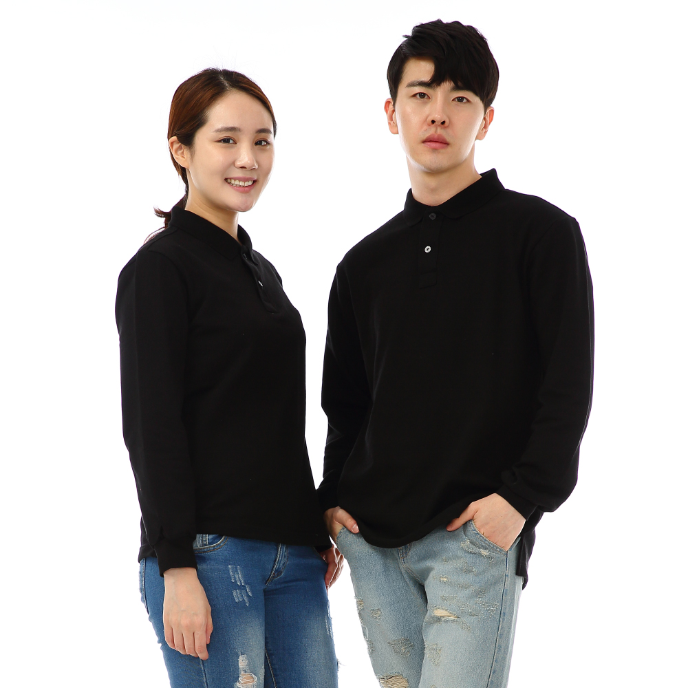 20수pk검정 긴팔티셔츠(추동용) 업소 식당카페 로고제작 단체 프랜차이즈 홀서빙복 - 상품 이미지