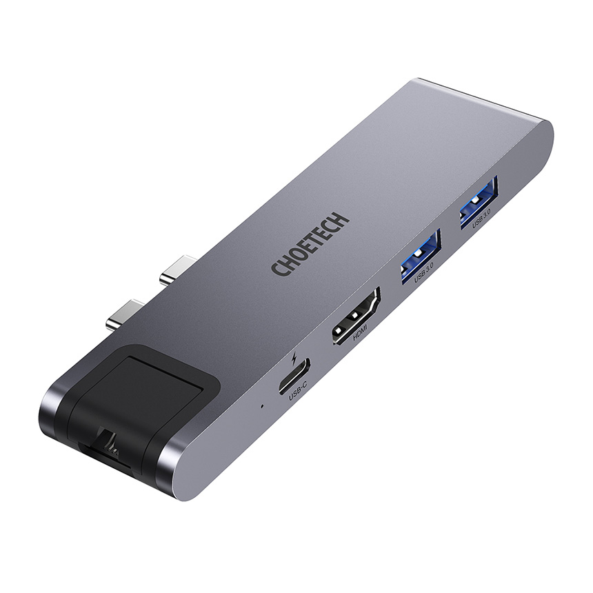 초텍 7in2 USB C타입 허브 맥북 프로 멀티포트 4K 랜포트 노트북 썬더볼트 HUB-M24-GY - 상세 이미지 2