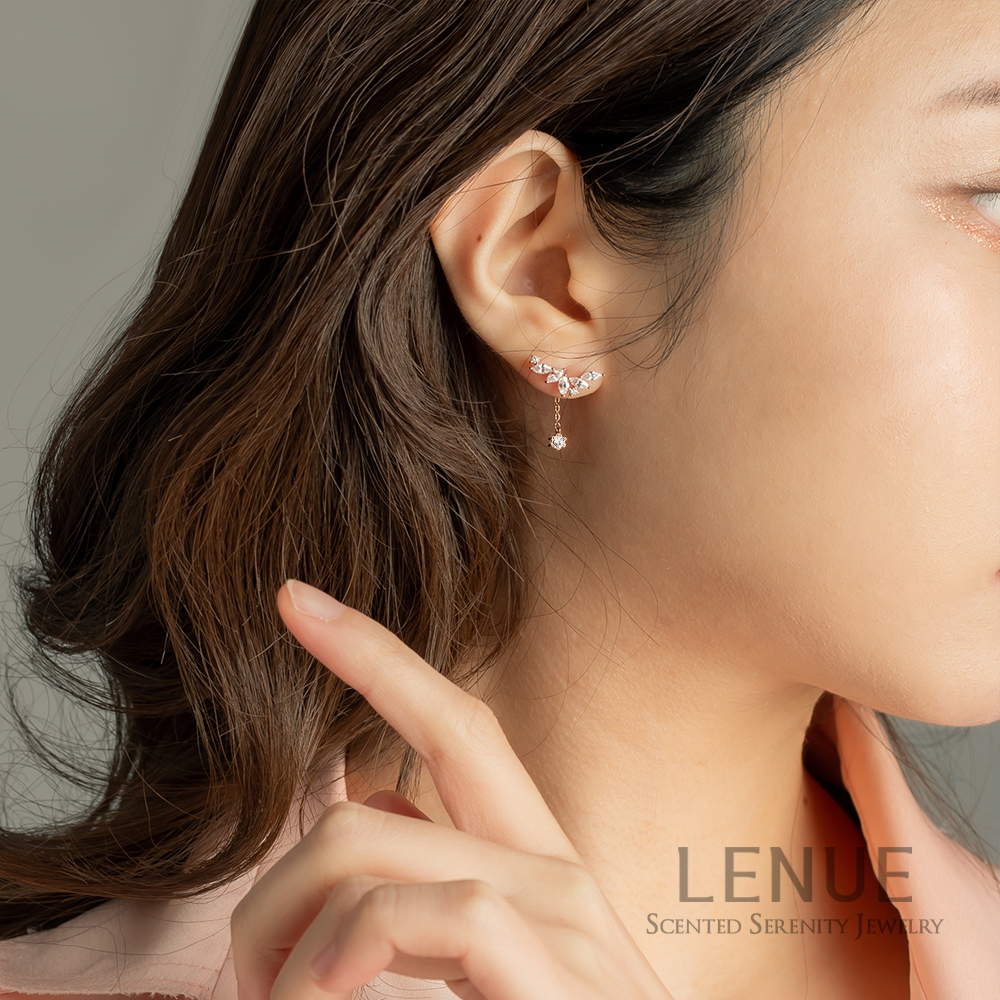 레뉴 안젤로 천사 날개 귀걸이 / 925 실버 큐빅 시스템 투웨이 드롭 생일 선물 - 상세 이미지 2