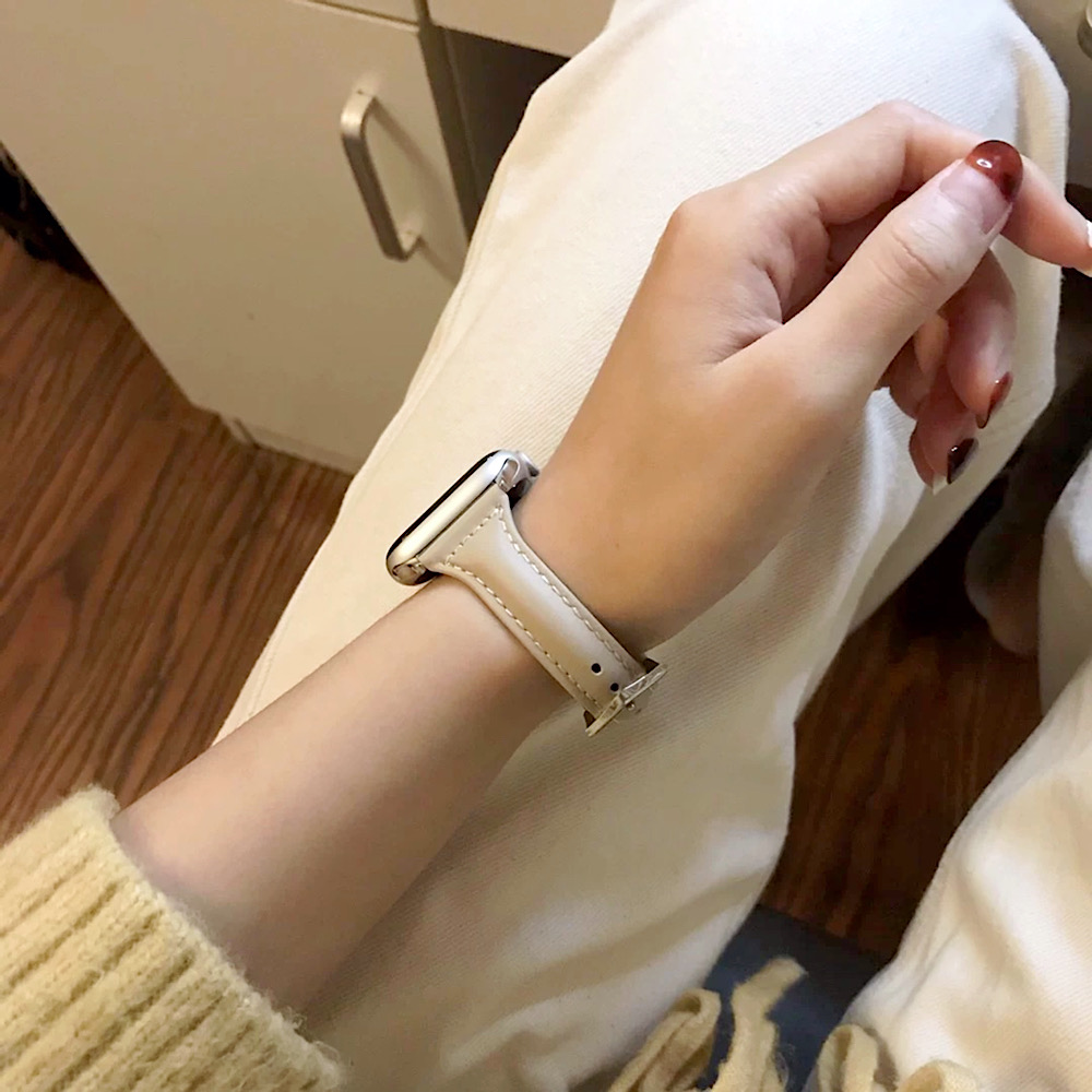 애플워치 7 6 5 4 3 2 1 SE 슬림 가죽스트랩 리얼레더 스트랩 [4종] 상세 이미지 7