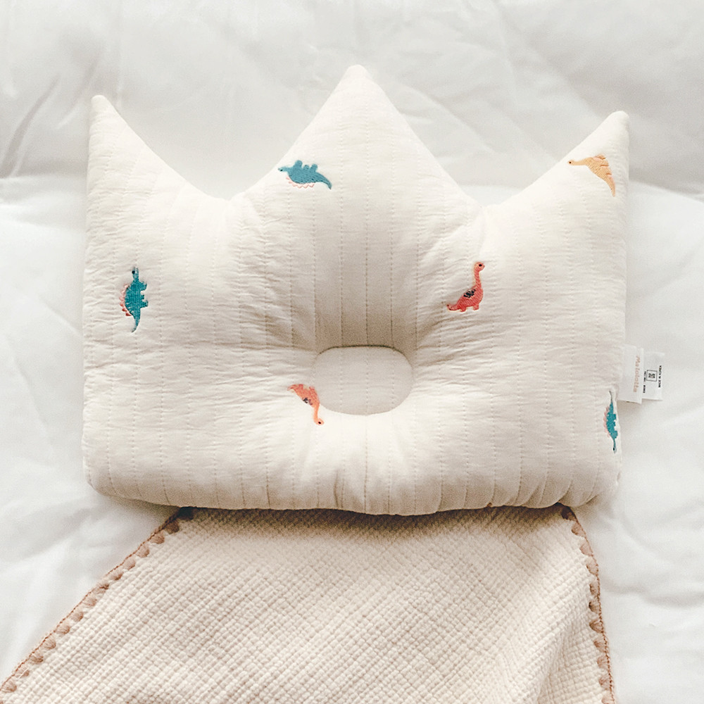 마롤로뜨 100수 누빔 자수 유아 아기 베개 왕관 짱구베개 신생아