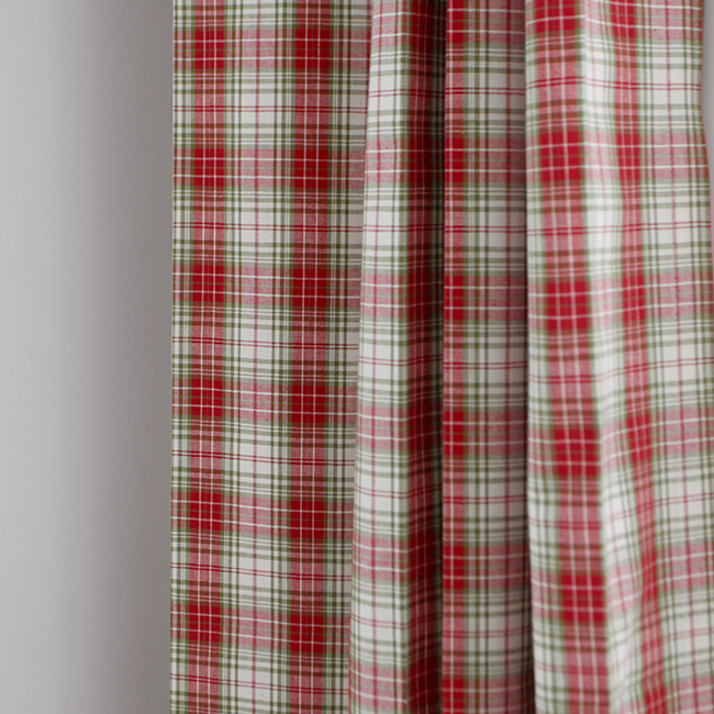 컨츄리 레드 체크 빈티지 크리스마스 아이방 거실 커튼