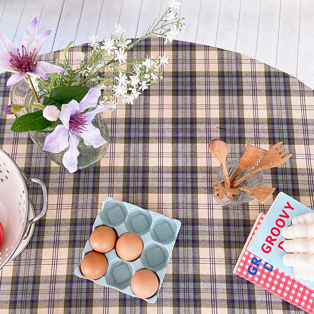 온더 체크 식탁보 테이블보 면 책상 협탁 사각 카페 홈파티 집들이 캠핑 핑크 95X110