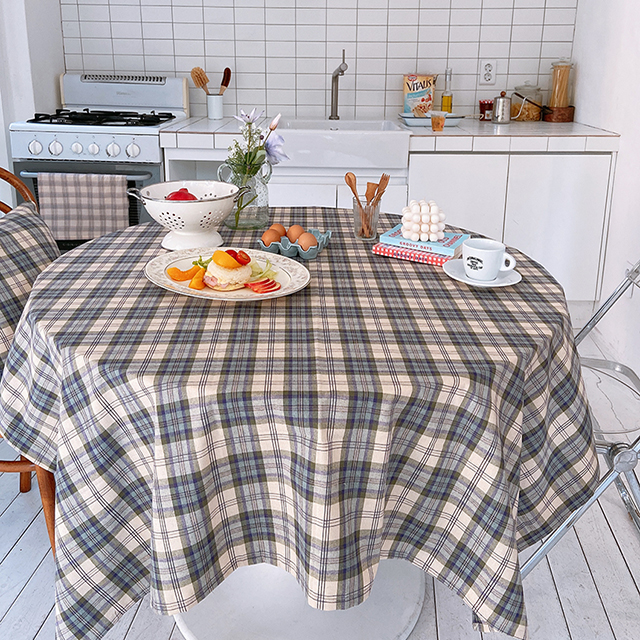 온더 체크 식탁보 테이블보 면 책상 협탁 사각 카페 홈파티 집들이 캠핑 핑크 95X110