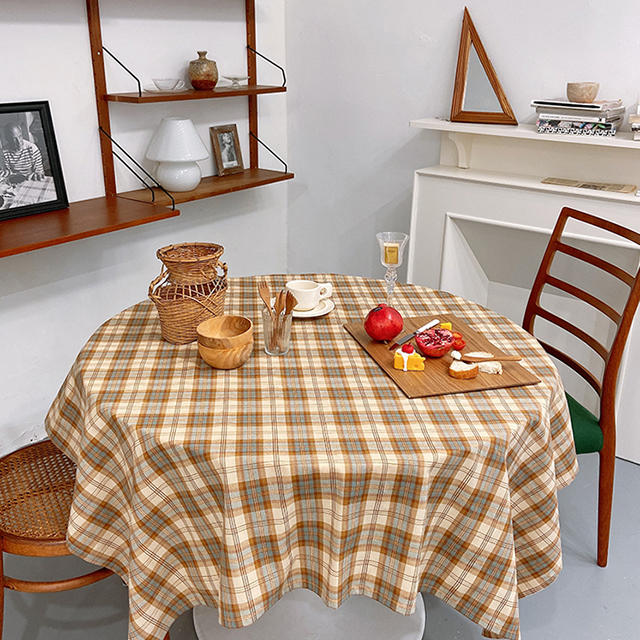 온더 체크 식탁보 테이블보 면 책상 협탁 사각 카페 홈파티 집들이 캠핑 핑크 95X110