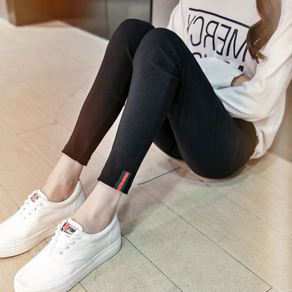 발목 장식 허리 밴딩 블랙 스키니 뱃살 압박 보정 짱짱한 10부 쫀쫀한 하이웨이스트 팬츠 - 상세 이미지 2