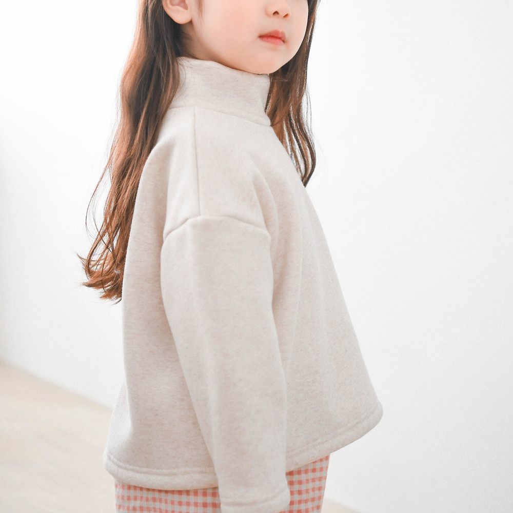 코코 반폴라 티셔츠 포켓 기본 겨울 속기모 밍크 아동 루즈핏 오트밀 핑크 그레이 네이비 - 상세 이미지 5
