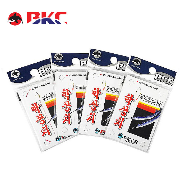 백경 학꽁치바늘 BK306 카드 묶음바늘 채비 목줄 3호 4호~7호 - 메인 이미지