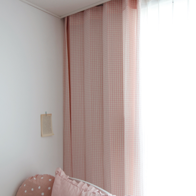 바이아미 멜란 아이방 체크 커튼-러블리핑크 핀커튼 맞춤제작 여아 남아 커텐