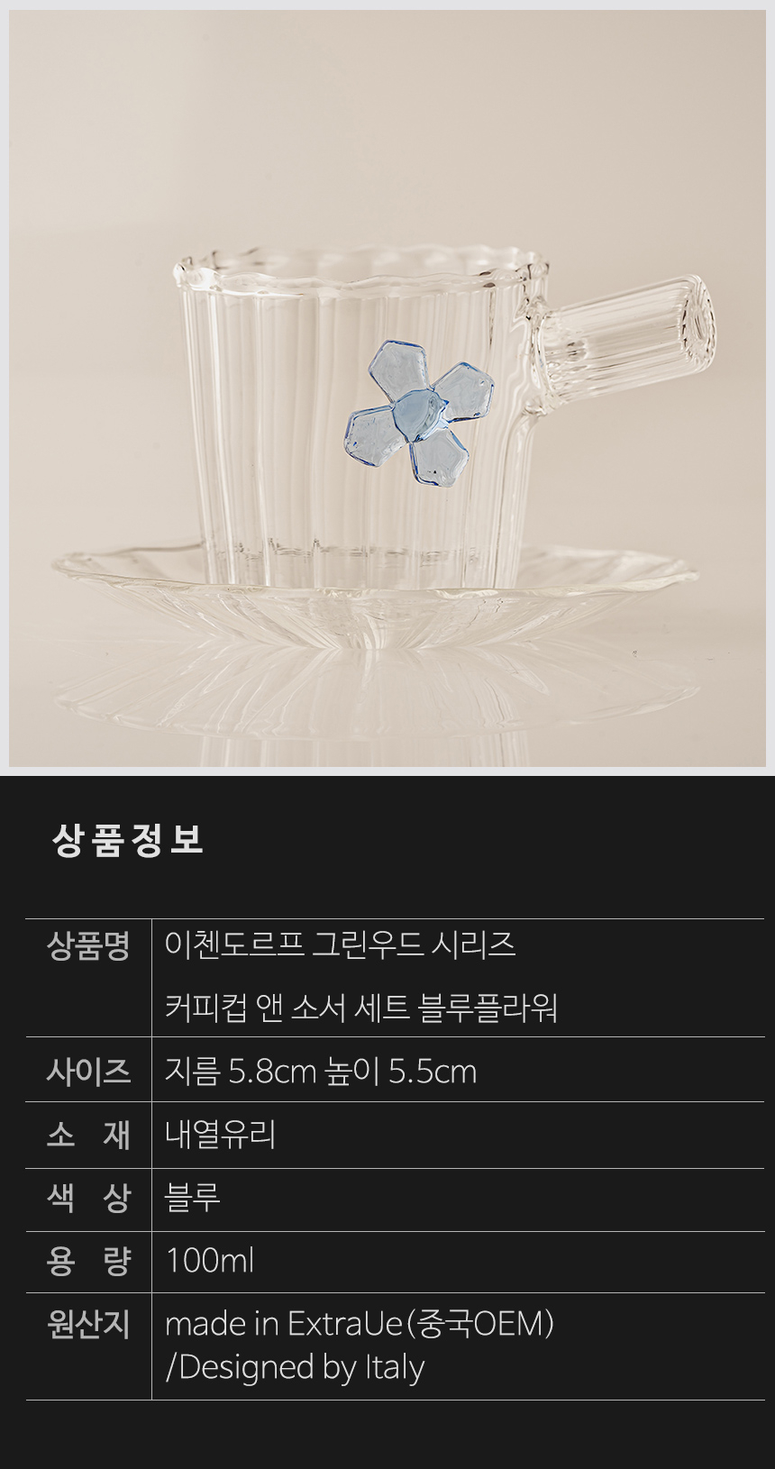 이태리 이첸도르프 그린우드 시리즈 커피컵 소서세트 블루플라워 상세 이미지 2