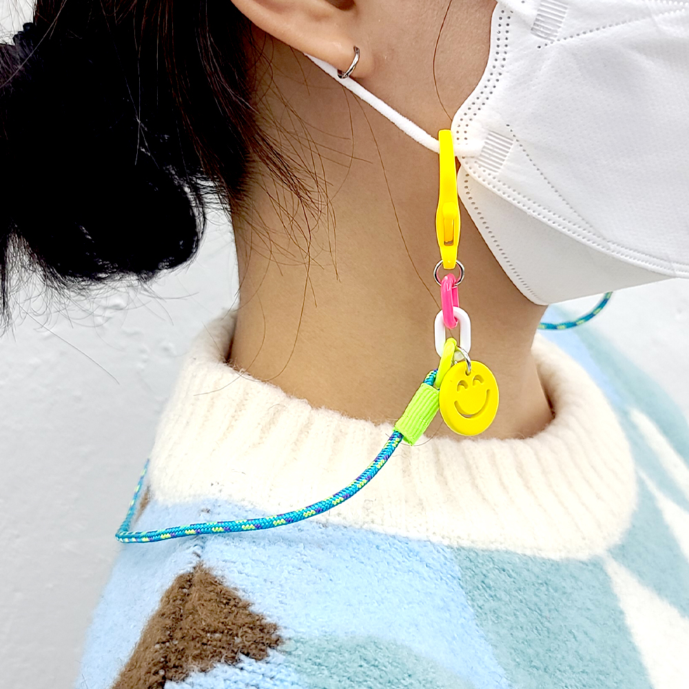 스마일 펜던트 마스크 분실방지 목걸이 줄 끈 색상랜덤 2+1 이미지 7