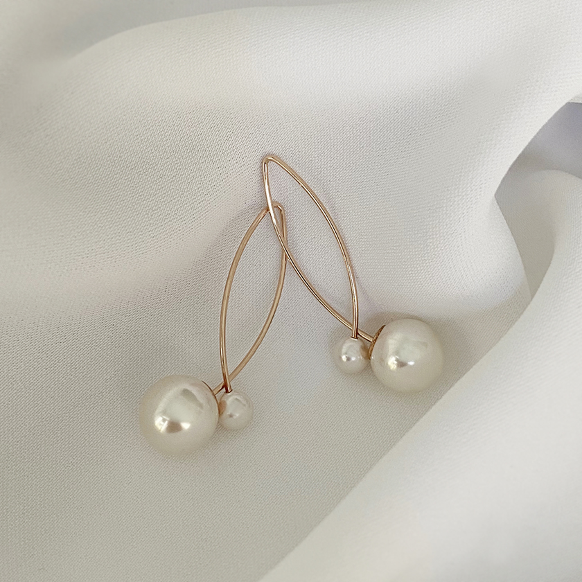 (무배/실버925) 로즈골드 더블 스왈 진주 투웨이 드롭귀걸이