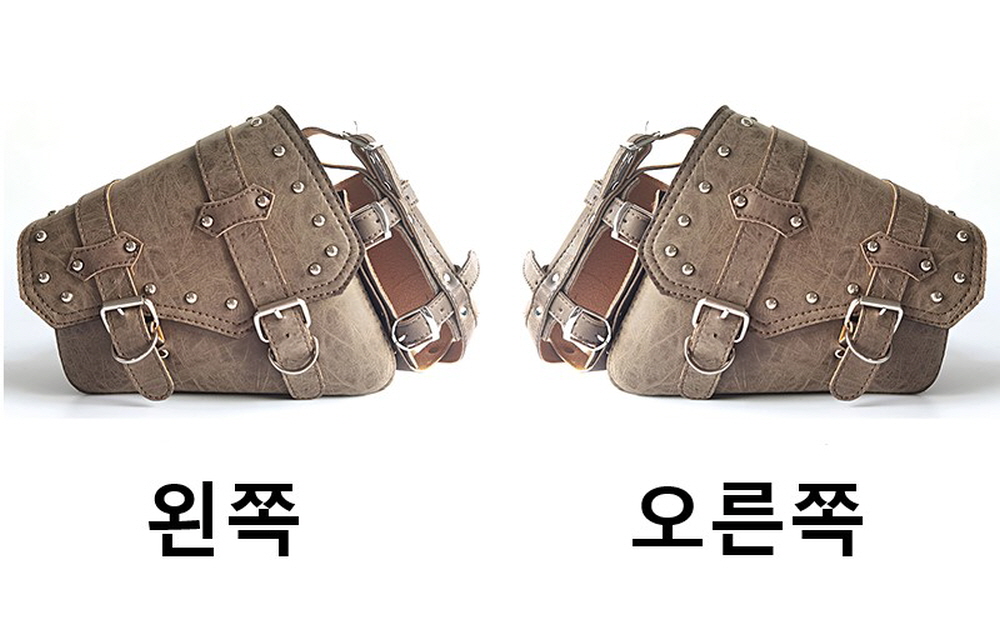오토바이 새들백 레트로 빈티지 가죽 클래식 바이크 사이드백 가방 리어백 모델A 왼쪽 - 상세 이미지 2