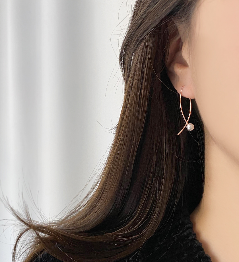 (무배/실버925) 로즈골드 더블 스왈 진주 투웨이 드롭귀걸이