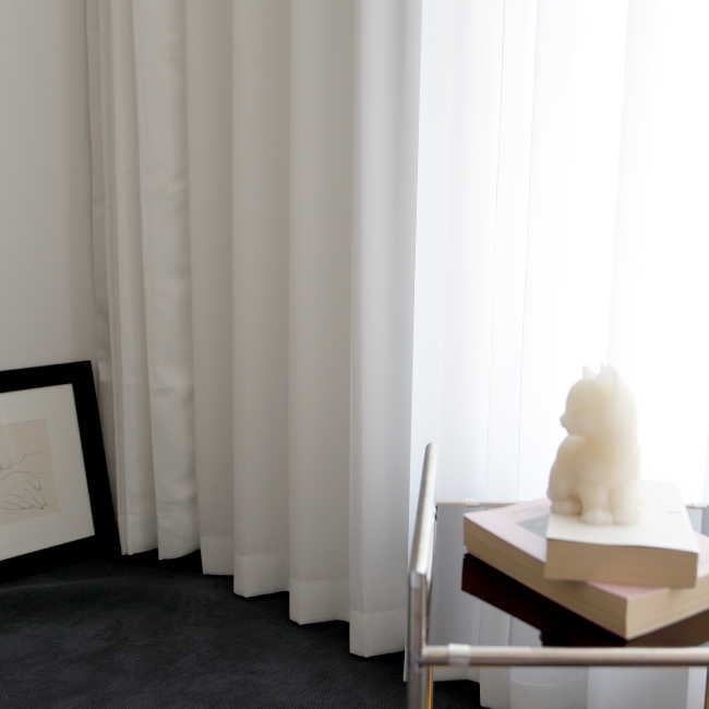 바이아미 밀크 쉬폰 덜비치는 나비주름 아이방 거실 속커튼 맞춤 제작