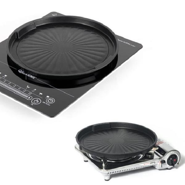 인덕션용 그릴팬 원형 고기구이판 삼겹살 캠핑 인덕선 프라이팬 후라이팬 코팅팬 숫구이판