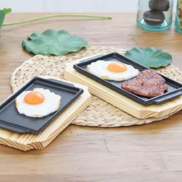 주물 인덕선용 후라이팬 사각팬 소 1P 에그 스테이크 감바스 불판 무쇠판 집게 프라이팬